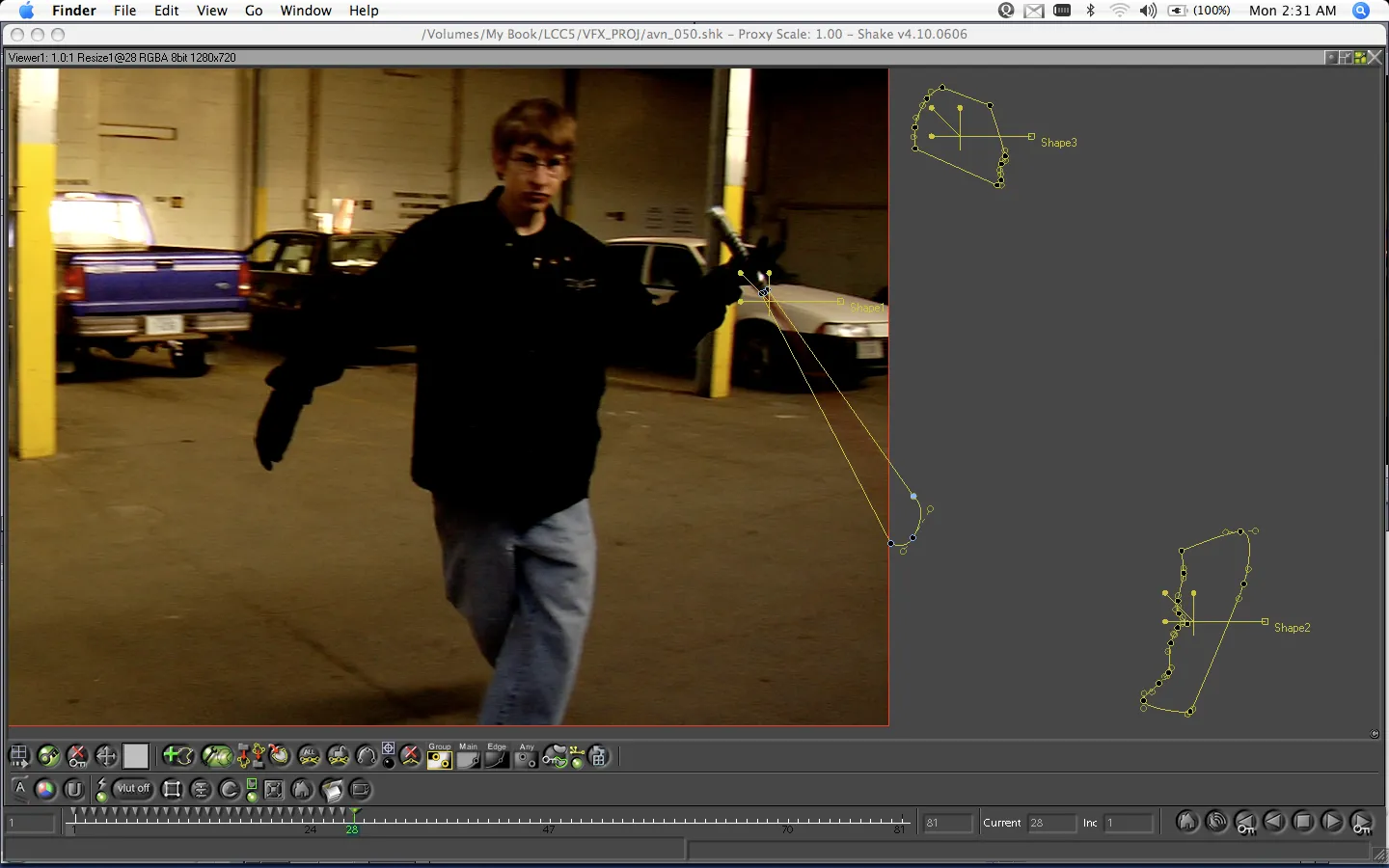 Rotoing my lightsaber in Shake.