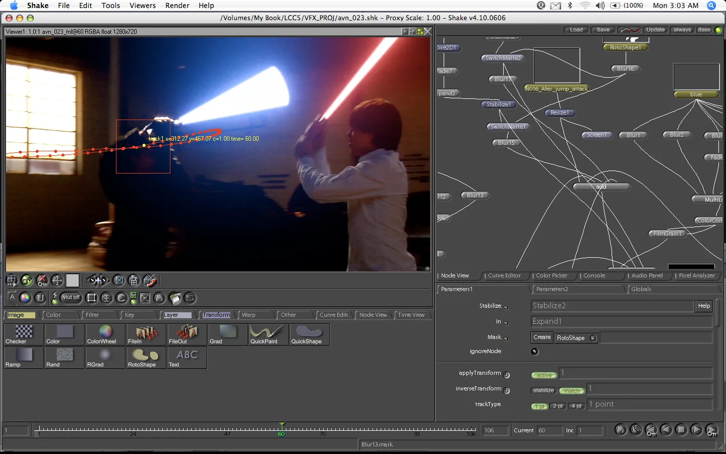 Tracking and compositing in Shake